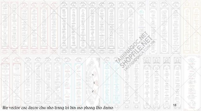 file vector cnc decor chu nho trang tri bia mo phong tho